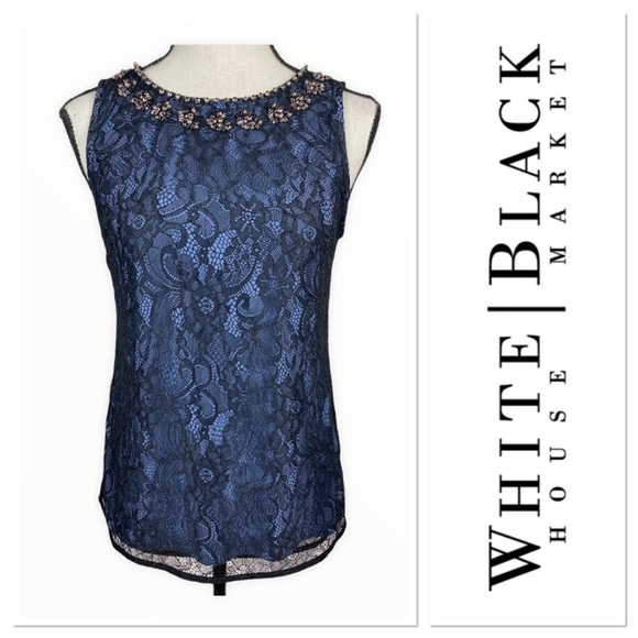 White House Black Market Tops - White House Black Market sleeveless blue top